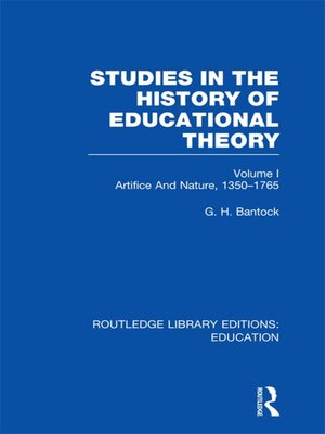 cover image of Studies in the History of Educational Theory Vol 1 (RLE Edu H)